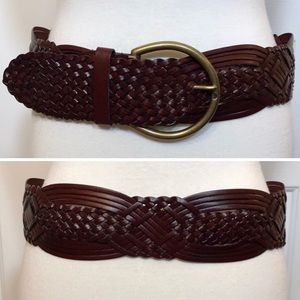 NY & Company | Woven Brown Leather Wide Waist Belt